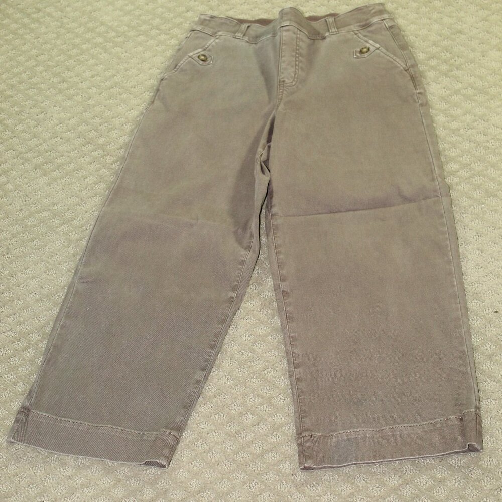 Spanx Women's M Wide Leg Capri Brown Denim Pants